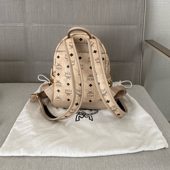 MCM Stark Visetos Mini Studded Coated Canvas Beige Backpack main image 11